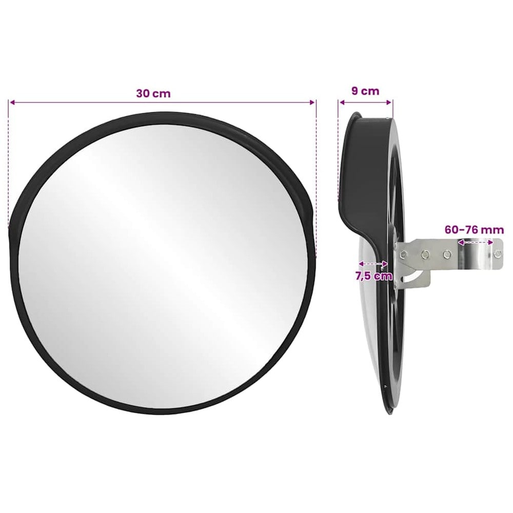 Konvex trafikspegel 30 cm / Riktbar utfartsspegel / Utomhusspegel med skyddstak