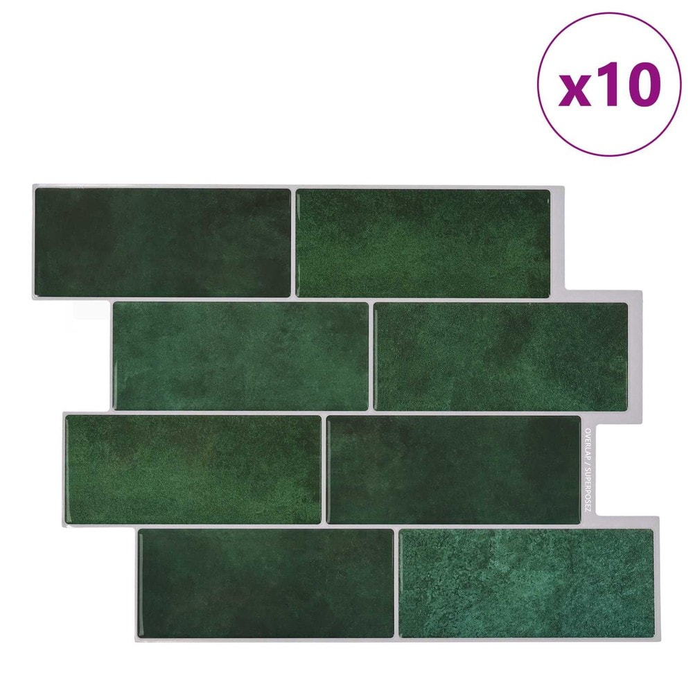 10 st självhäftande väggplattor 29×21 cm / metroplattor / väggdekor – Mörkgrön