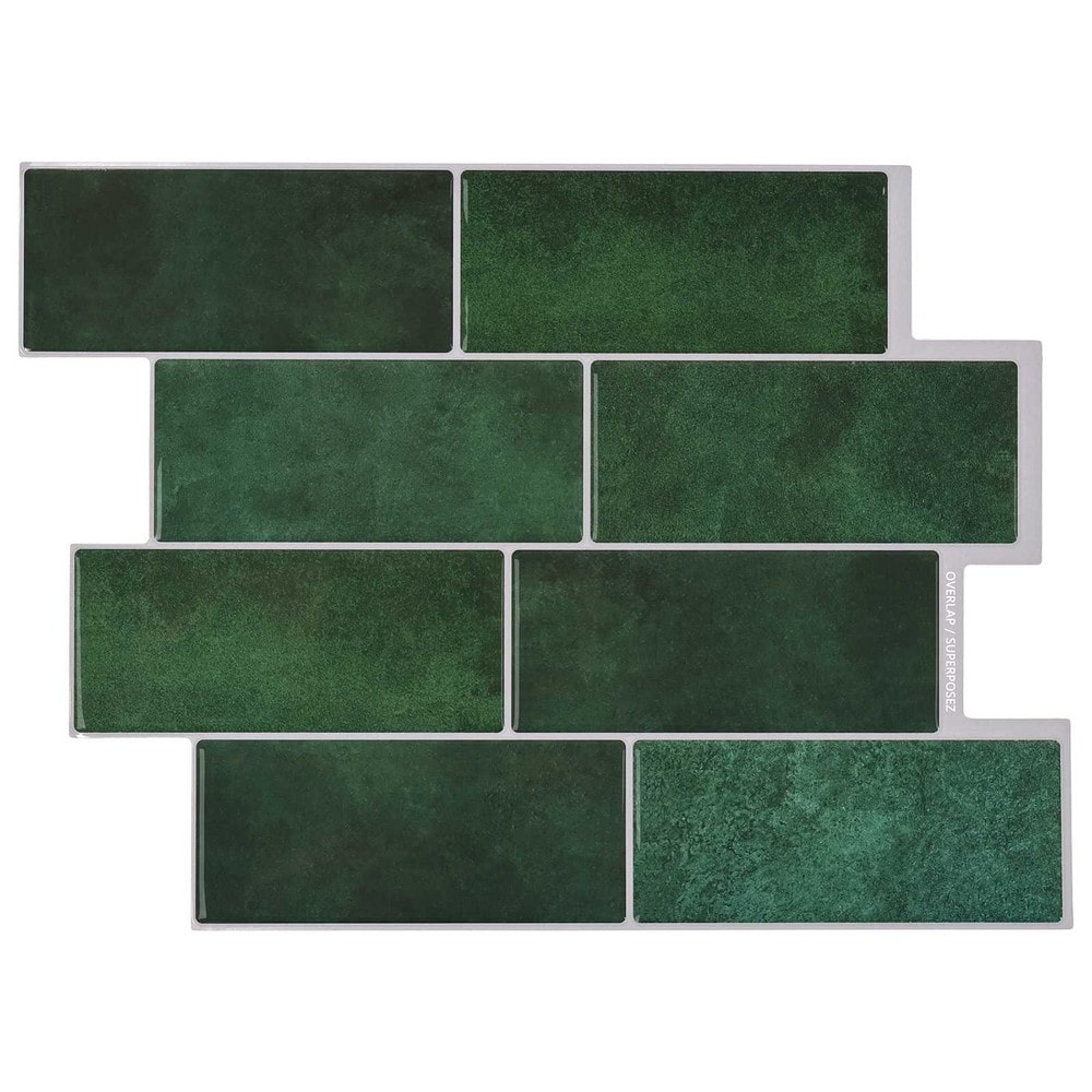 10 st självhäftande väggplattor 29×21 cm / metroplattor / väggdekor – Mörkgrön