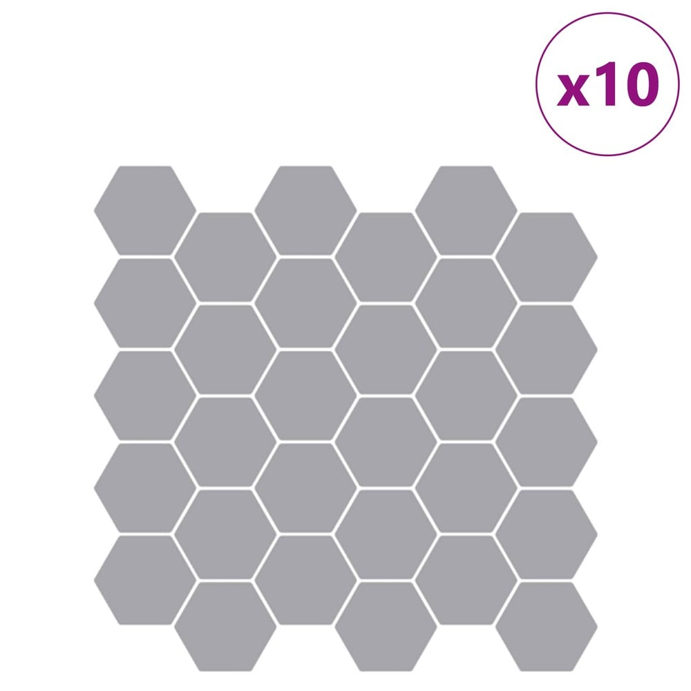 10 st självhäftande väggplattor 30×30 cm / hexagonplattor / väggdekor – Grå