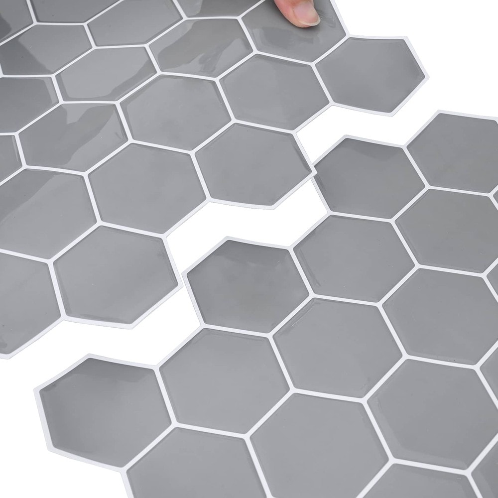 10 st självhäftande väggplattor 30×30 cm / hexagonplattor / väggdekor – Grå