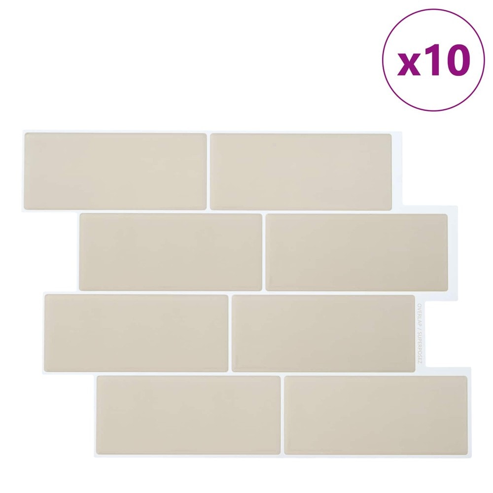 10 st självhäftande väggplattor 29×21 cm / metroplattor / väggdekor – Beige