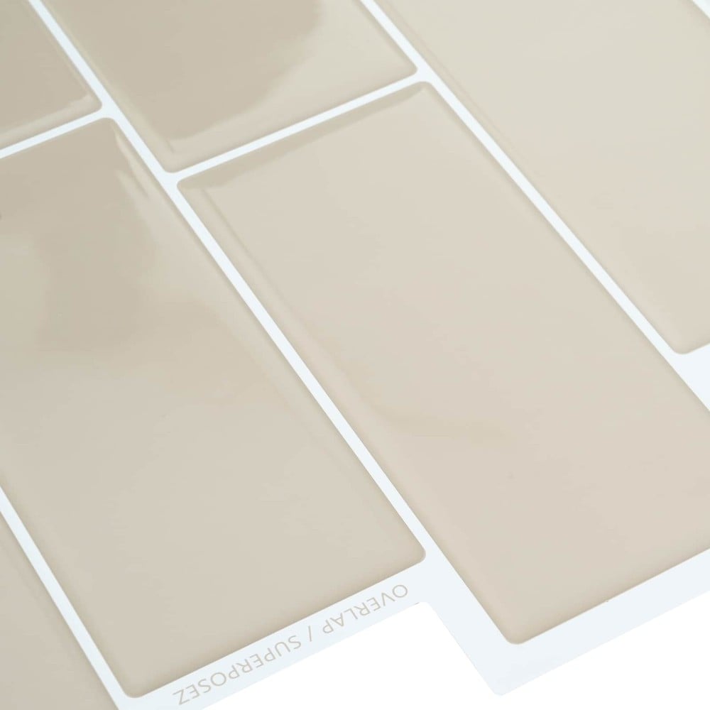 10 st självhäftande väggplattor 29×21 cm / metroplattor / väggdekor – Beige