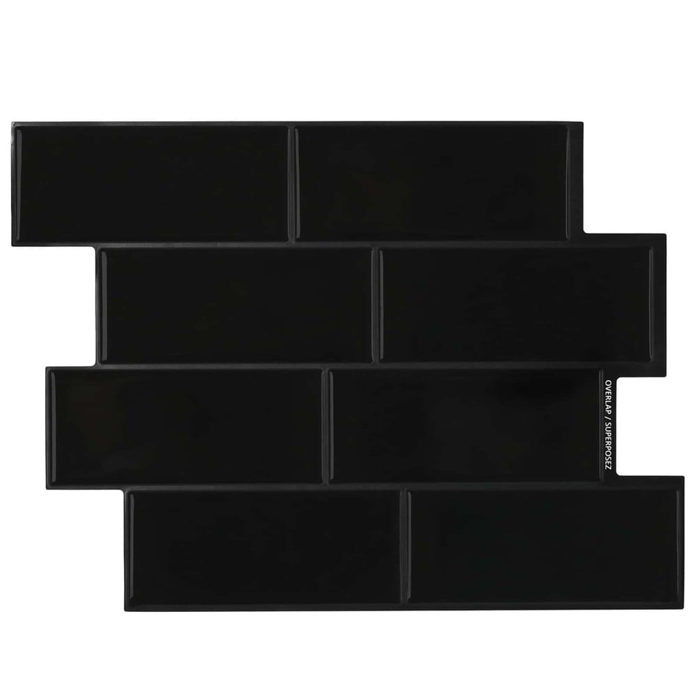 10 st självhäftande väggplattor 29×21 cm / metroplattor / väggdekor – Svart