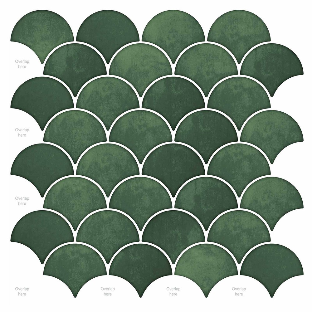 10 st självhäftande väggplattor 30×30 cm / dekorplattor med fiskfjällsmönster / väggdekor – Mörkgrön