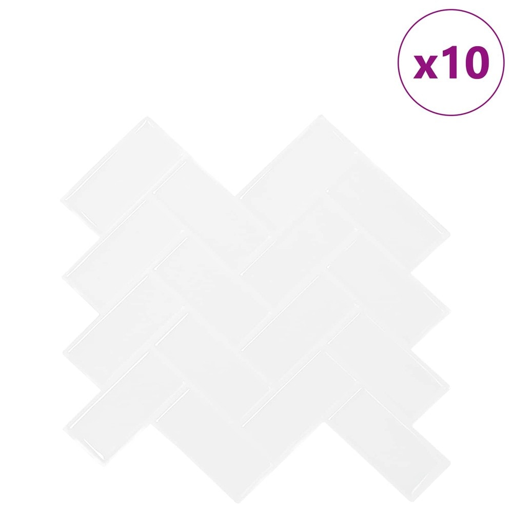 10 st självhäftande väggplattor 30×30 cm / dekorplattor i fiskbensmönster / väggdekor – Vit
