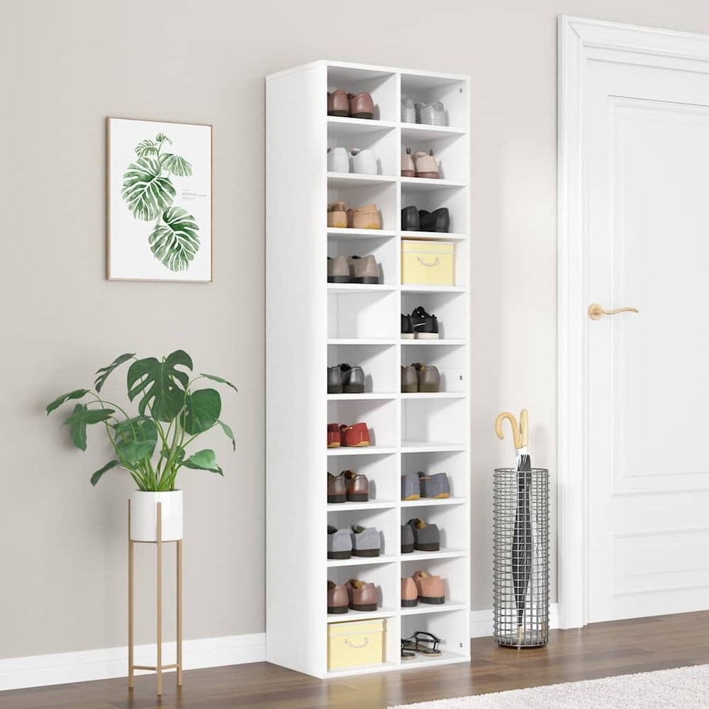 Skohylla 54×34×183 cm / hylle med 22 fack / hög skoförvaring – Vit