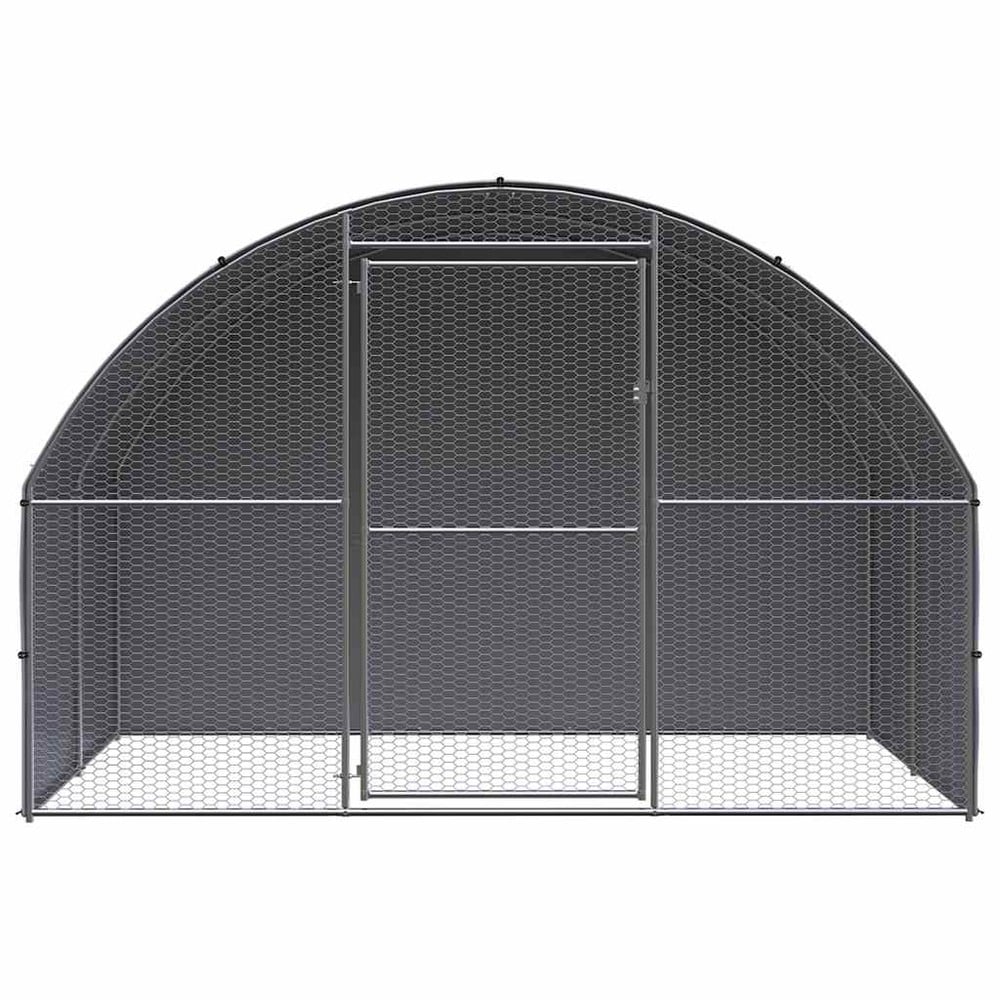 vidaXL kanahäkki ulkokäyttöön katolla 3x2x2 m galvanoitu teräs hopea/harmaa