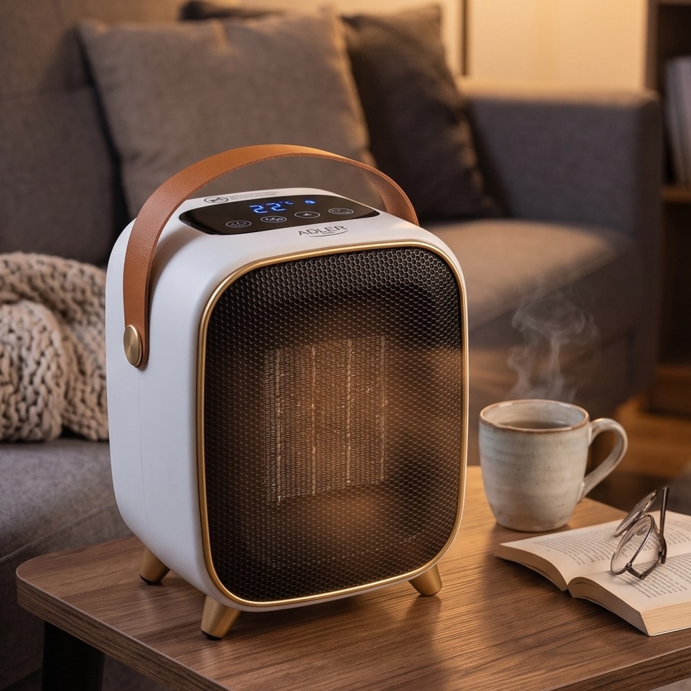 Adler keramisk värmefläkt 1000W med timer / Portabel keramikvärmare / Elektrisk rumsvärmare