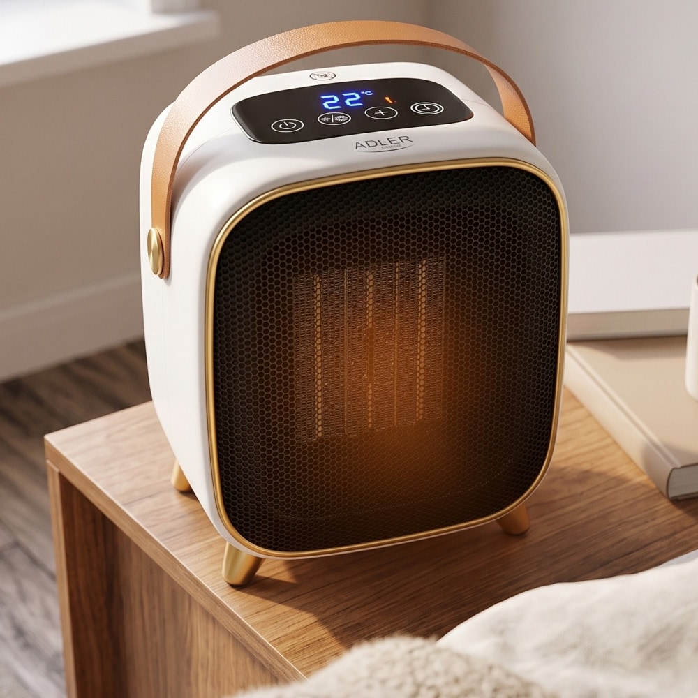 Adler keramisk värmefläkt 1000W med timer / Portabel keramikvärmare / Elektrisk rumsvärmare