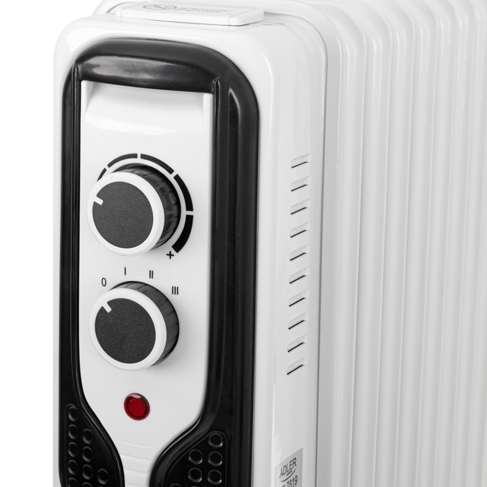 Adler oljeelement 2000W / Oljefylld radiator med termostat / Flyttbart värmeelement