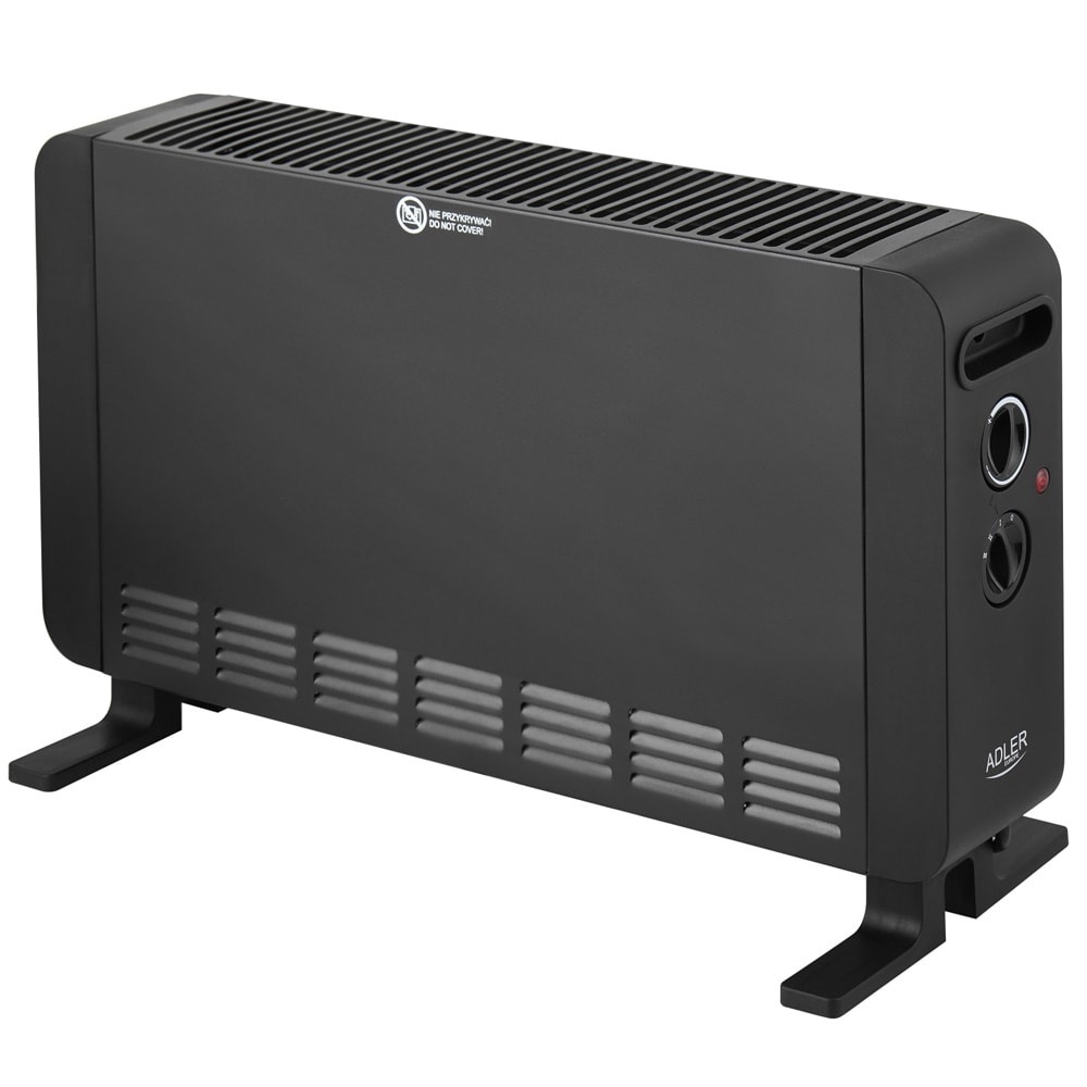 Konvektorelement 2000 W / värmeelement med 3 effektlägen och termostat – Svart