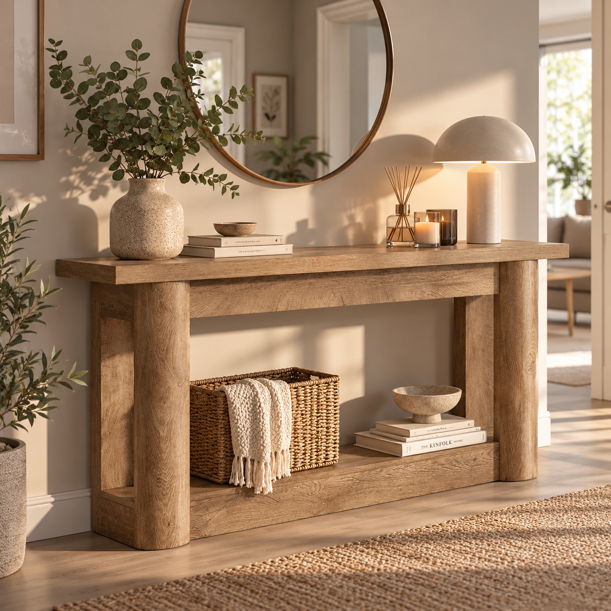 Konsolbord 160×30×80 cm / smalt bord med hylla / avlastningsbord – Rustik brun