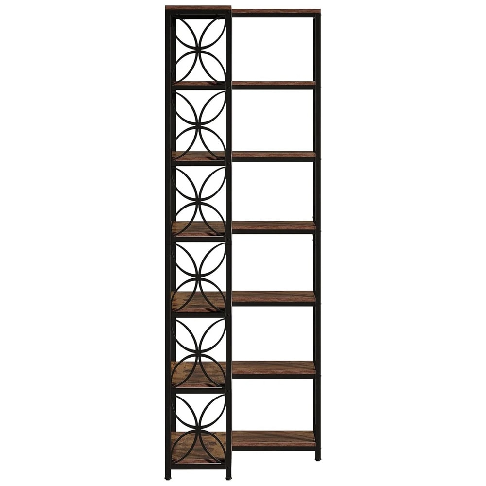 Hörnhylla 60×60×200 cm / hörnbokhylla med 7 hyllplan / hylla – Rustik brun/svart