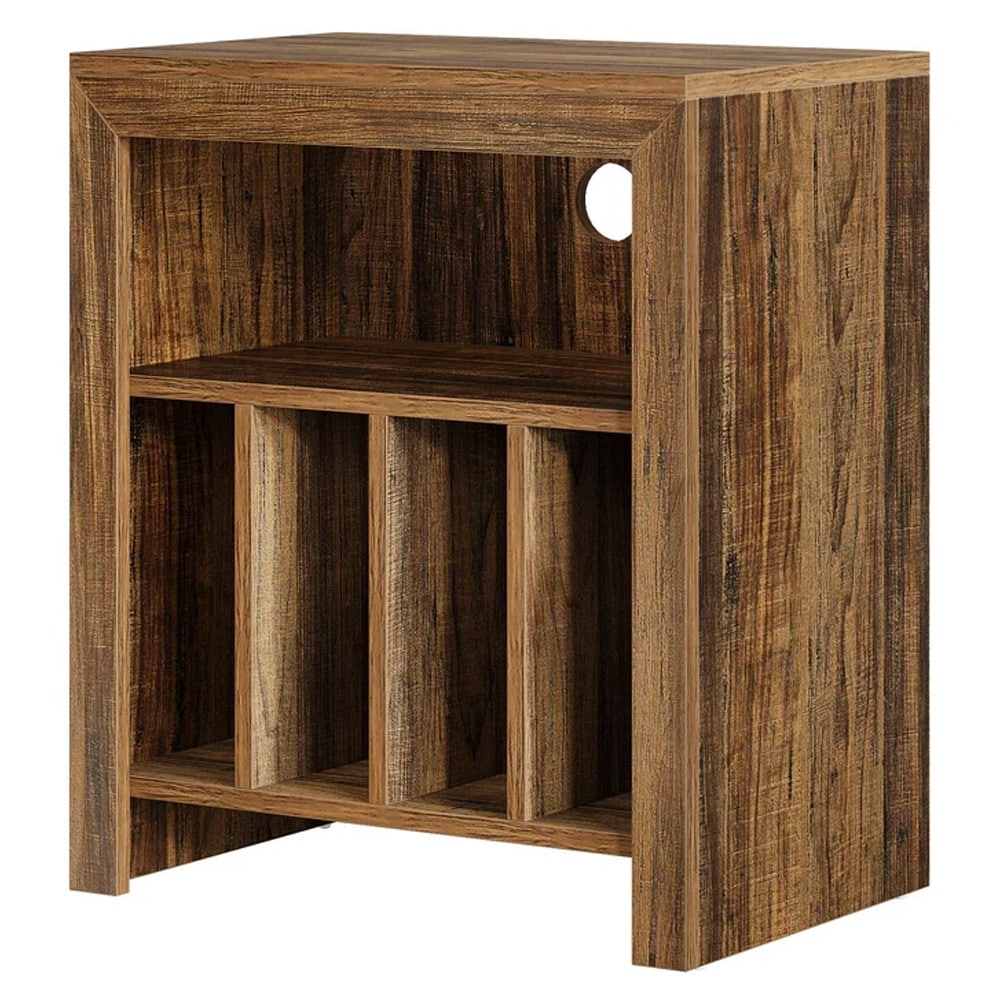 Skivspelarbänk 60×40×70 cm / vinylställ / sidobord med förvaring för LP-skivor – Rustik brun