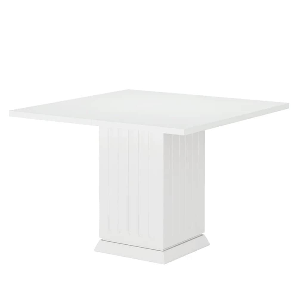 Kvadratiskt matbord 90x90cm för 4 personer / Fyrkantigt köksbord / Vitt pelarbord