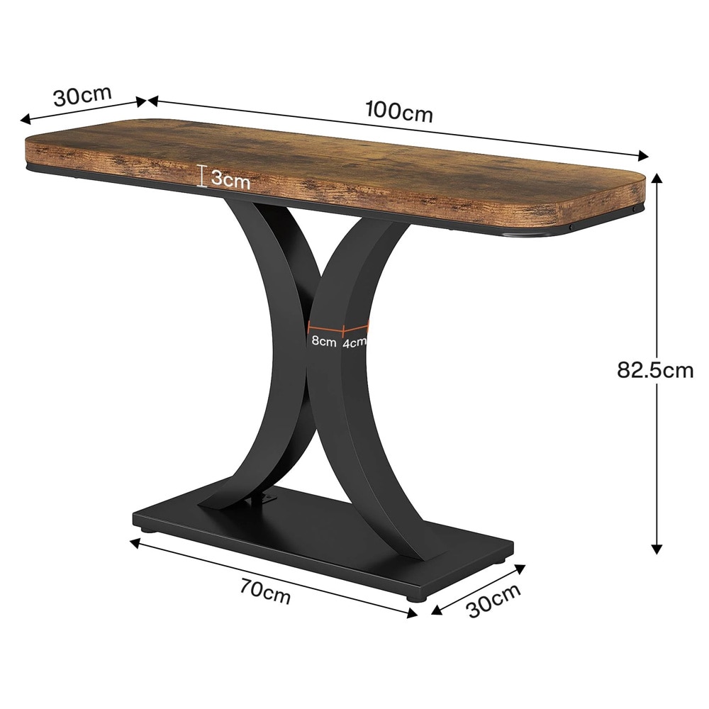 Smalt konsolbord med geometriskt underrede 100cm - Brun/Svart / Hallbord / Avlastningsbord