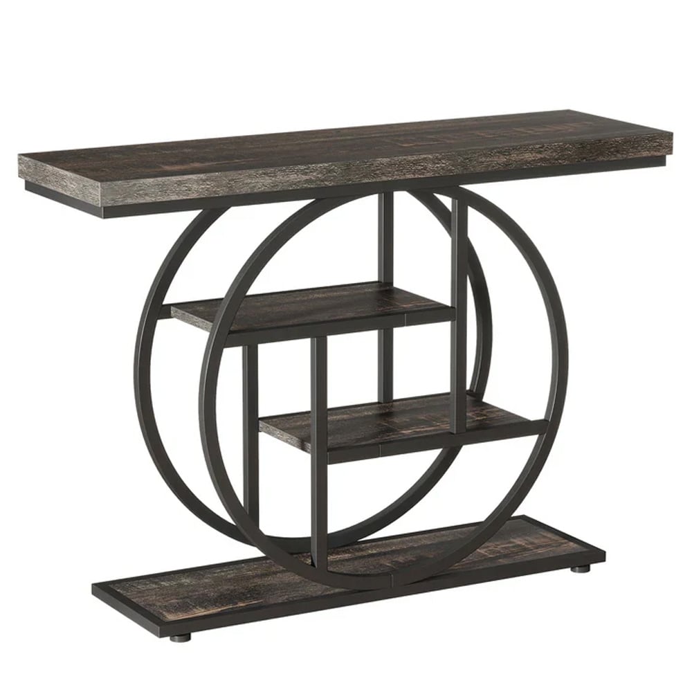 Konsolbord med 4 hyllplan 105cm - Grå / Smalt hallbord med hyllor / Avlastningsbord