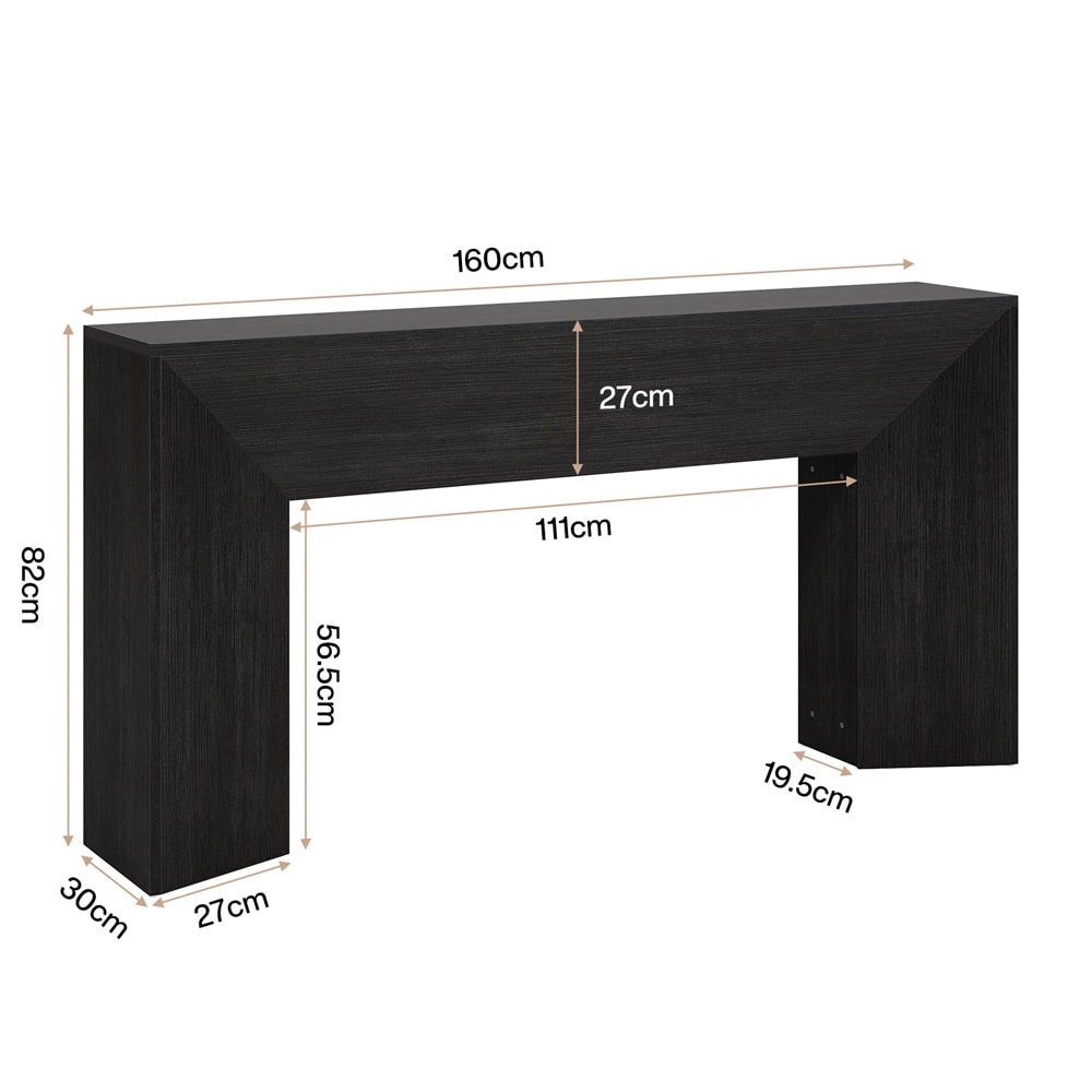Smalt konsolbord 160cm - Svart / Avlastningsbord till hall / Konsolbord bakom soffa