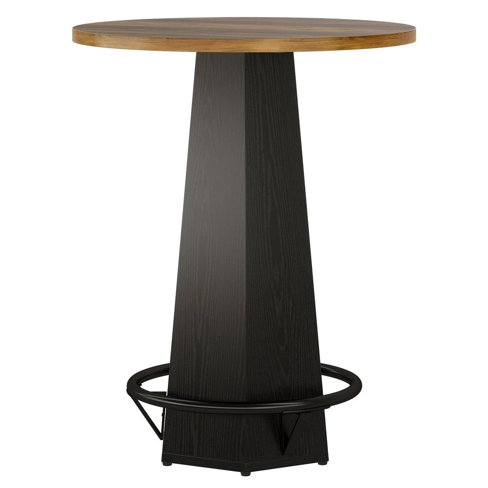 Runt barbord för 2 personer med fotstöd - Brun/Svart / Bistrobord / Högt cocktailbord