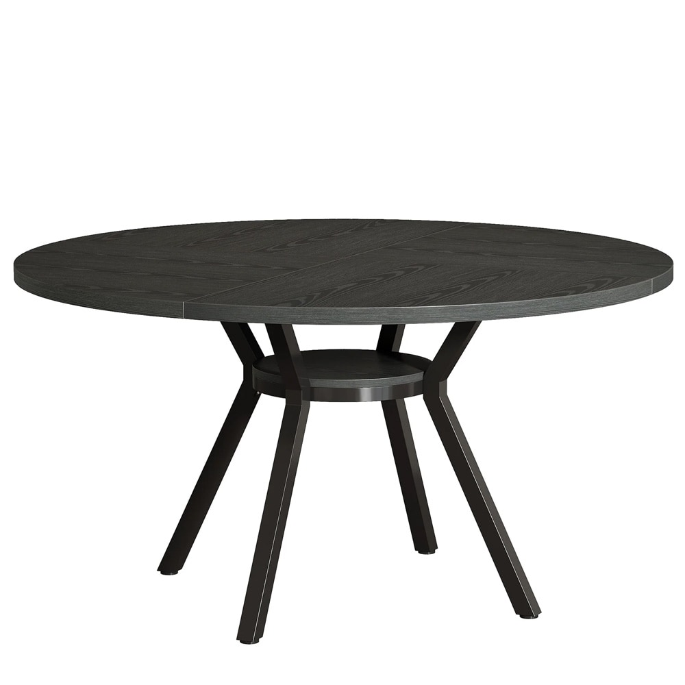 Runt matbord med hylla Ø120cm - Svart / Köksbord med förvaring / Runt middagsbord