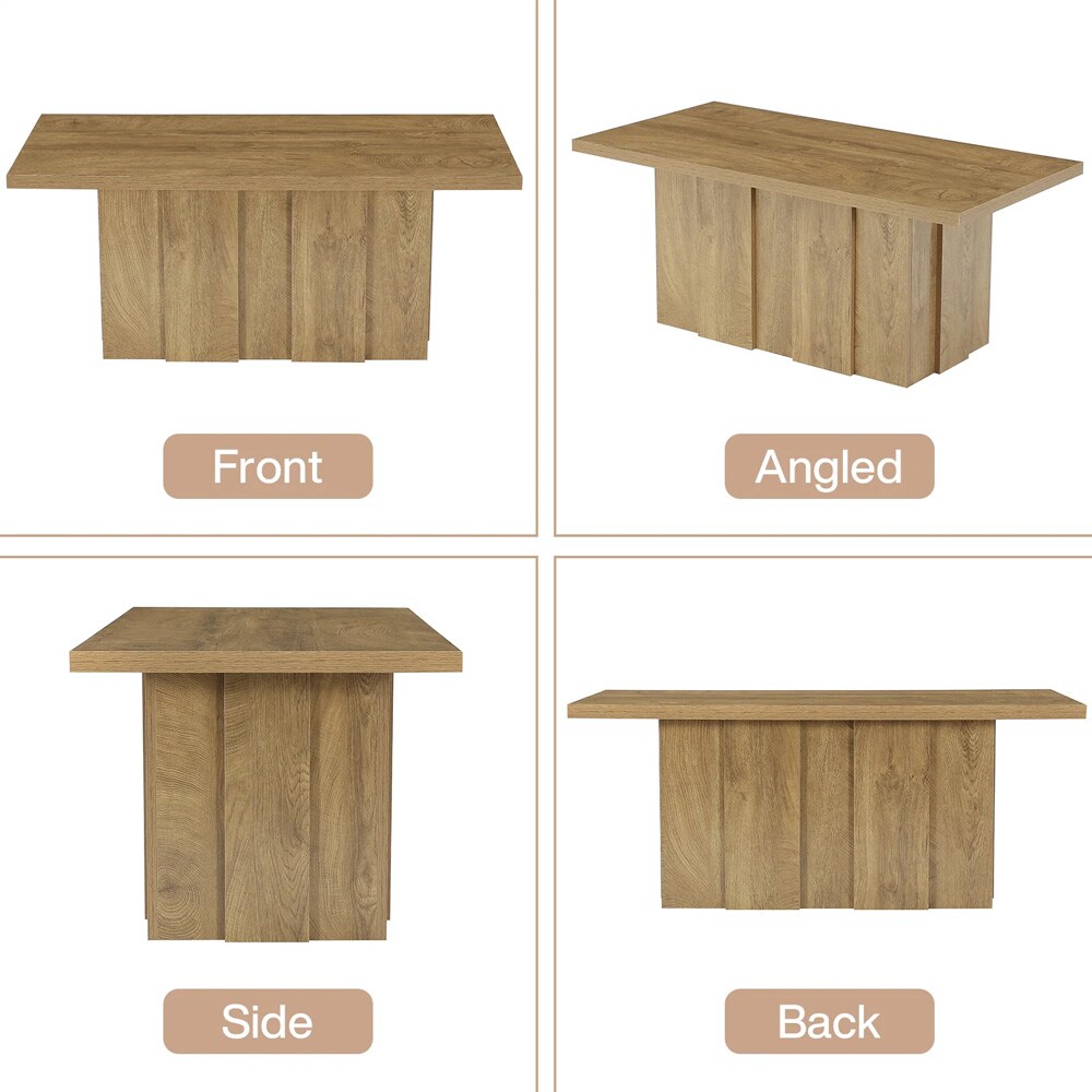 Soffbord 120×60 cm / vardagsrumsbord / bord med räfflad bas – Ek