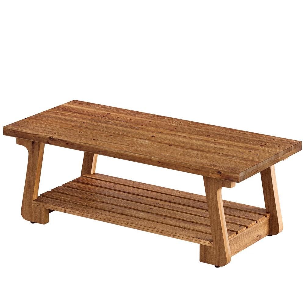 Soffbord 140×60×45 cm med hylla / vardagsrumsbord / rektangulärt bord – Rustik brun