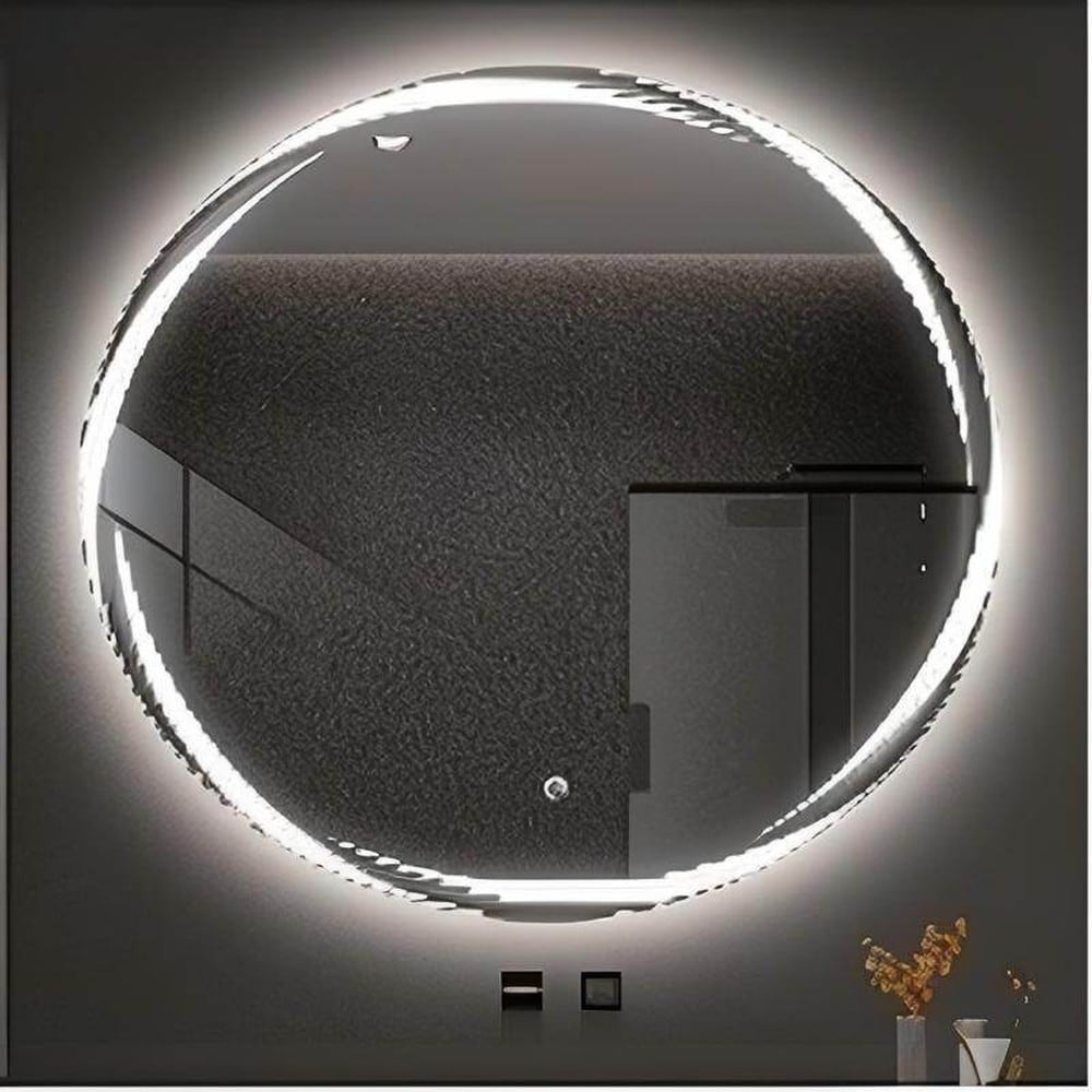 Rund badrumsspegel med LED-belysning Ø50cm, dimbar / Belyst väggspegel / Sminkspegel