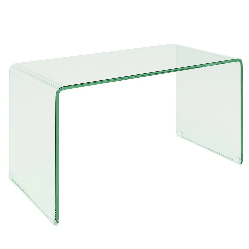 U-format sidobord i härdat glas 81,5x42x40cm - Transparent / Glasbord / Soffbord i glas