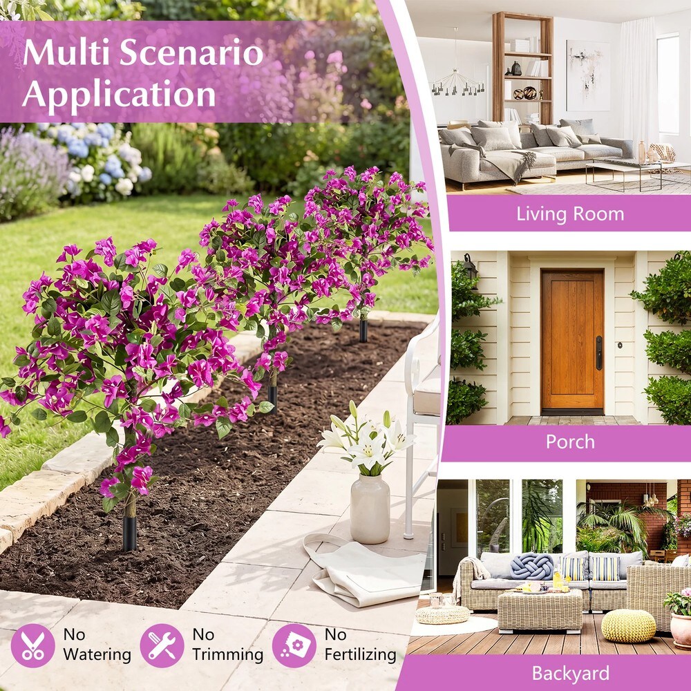 Konstgjord bougainvillea med markspett 2-pack / Dekorativ konstväxt / Konstgjort blomträd