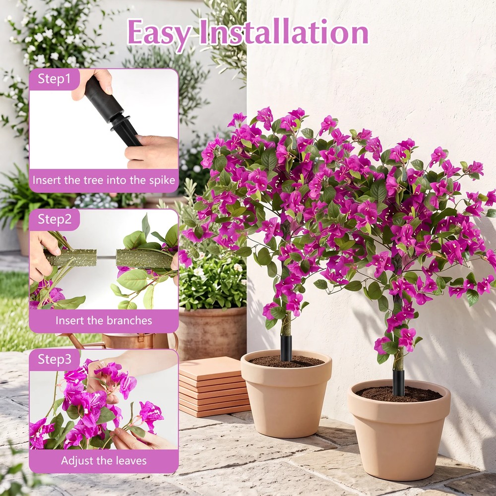 Konstgjord bougainvillea med markspett 2-pack / Dekorativ konstväxt / Konstgjort blomträd