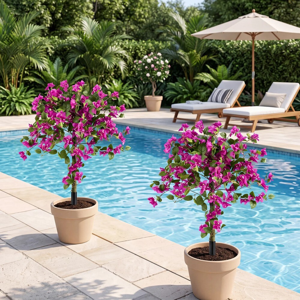 Konstgjord bougainvillea med markspett 2-pack / Dekorativ konstväxt / Konstgjort blomträd
