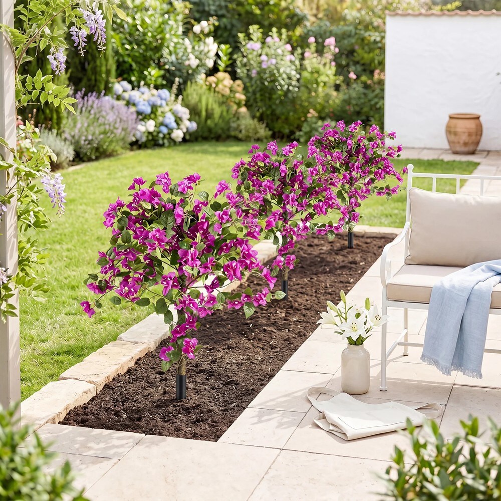 Konstgjord bougainvillea med markspett 2-pack / Dekorativ konstväxt / Konstgjort blomträd