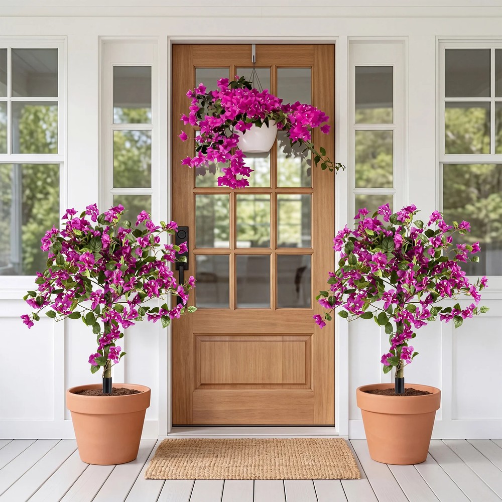 Konstgjord bougainvillea med markspett 2-pack / Dekorativ konstväxt / Konstgjort blomträd