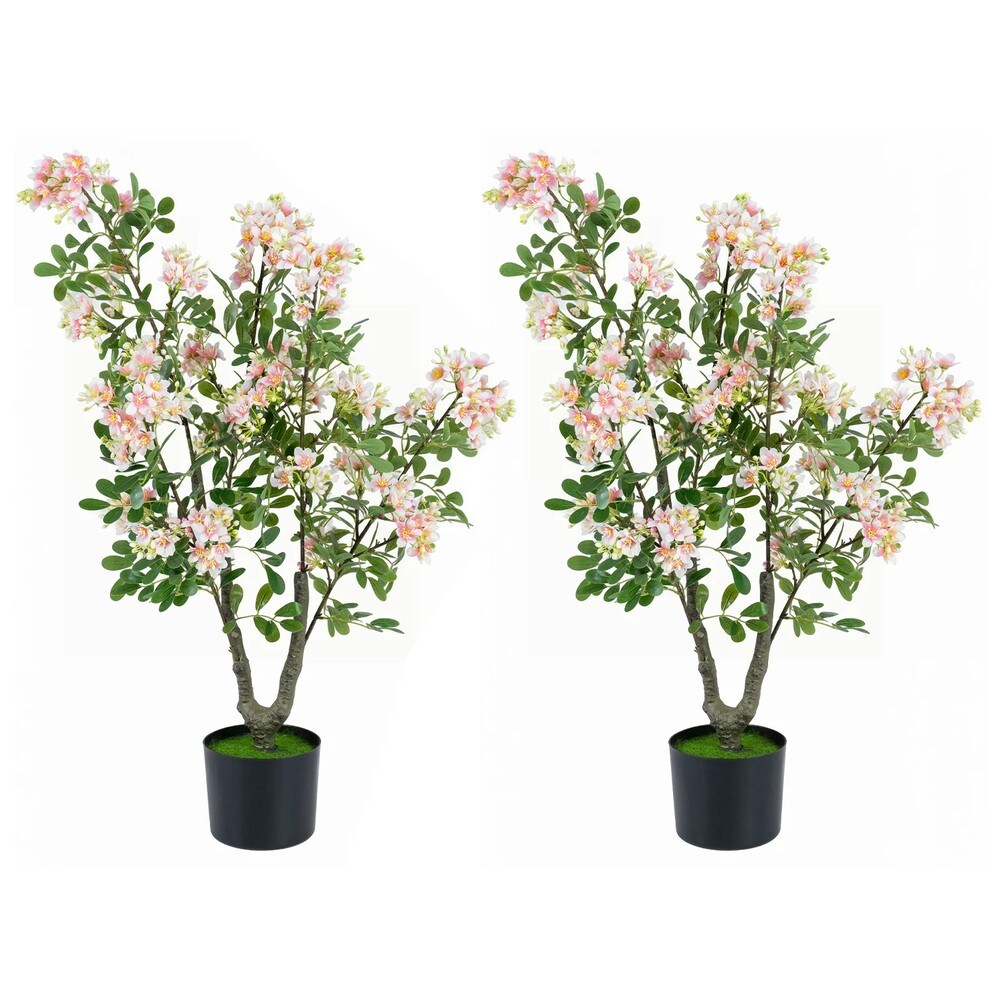 Konstgjort träd flitiga Lisa 91cm 2-pack - Rosa / Konstväxt i kruka / Blommande konstträd