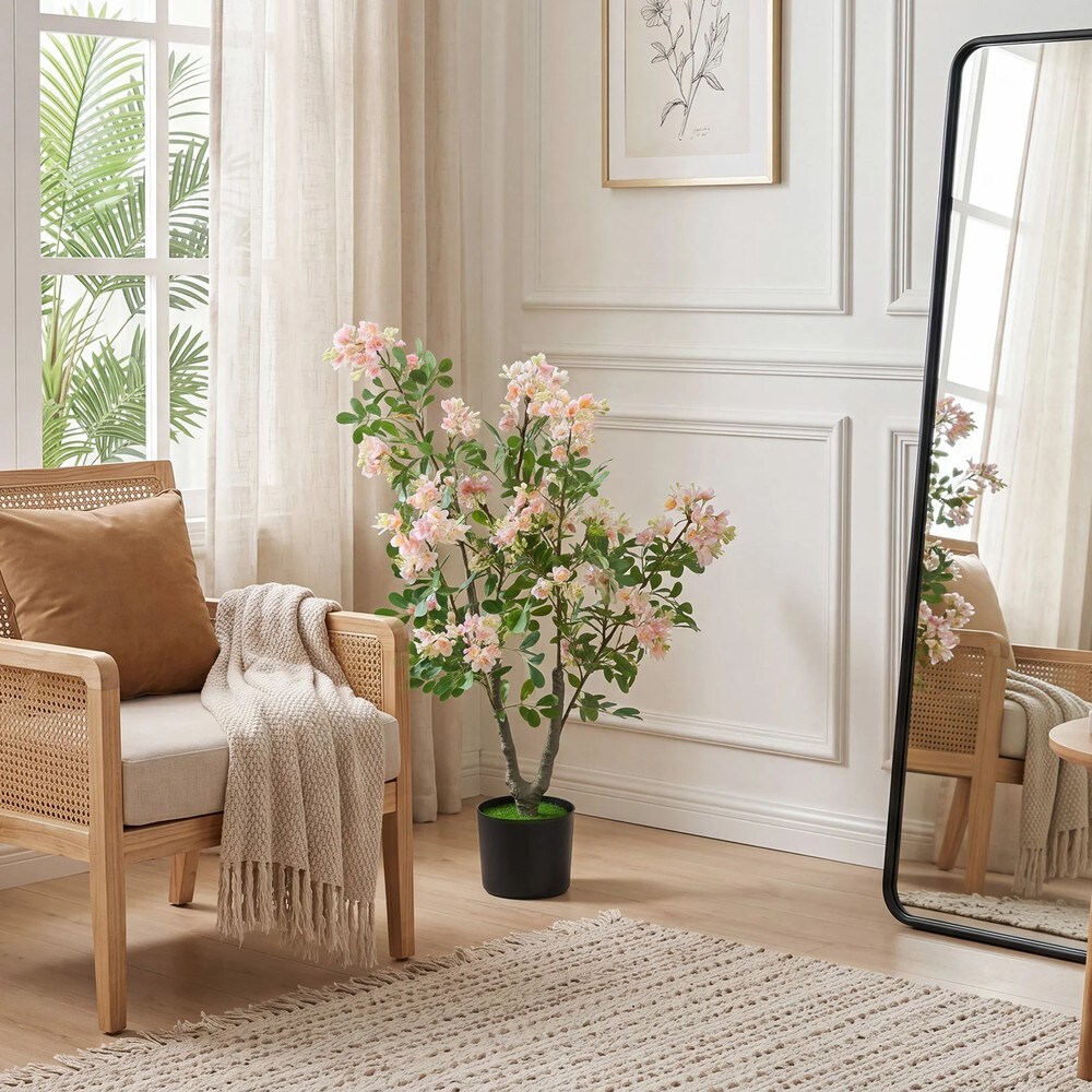 Konstgjort träd flitiga Lisa 91cm 2-pack - Rosa / Konstväxt i kruka / Blommande konstträd