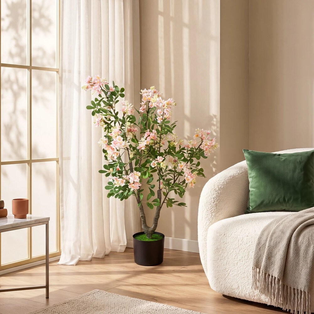 Konstgjort träd flitiga Lisa 91cm 2-pack - Rosa / Konstväxt i kruka / Blommande konstträd