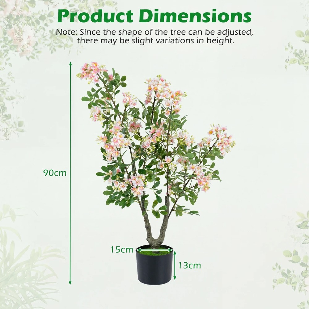 Konstgjort träd flitiga Lisa 91cm 2-pack - Rosa / Konstväxt i kruka / Blommande konstträd