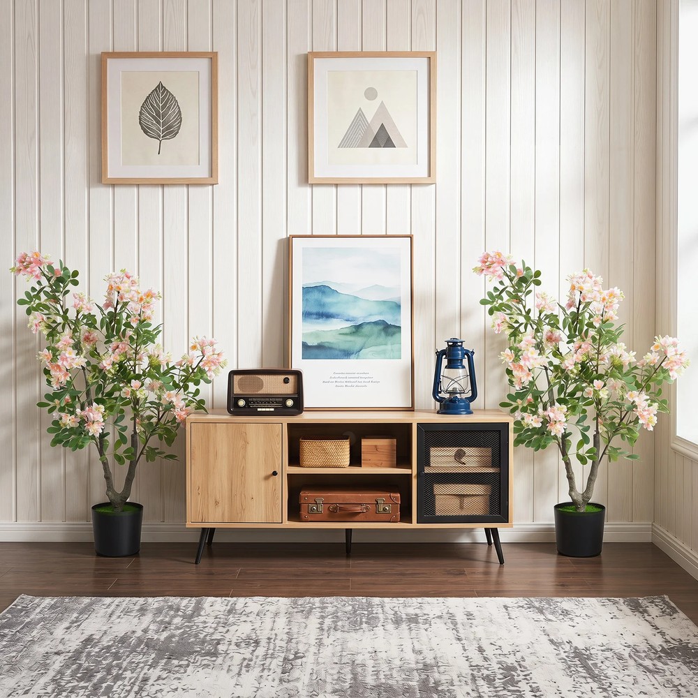 Konstgjort träd flitiga Lisa 91cm 2-pack - Rosa / Konstväxt i kruka / Blommande konstträd
