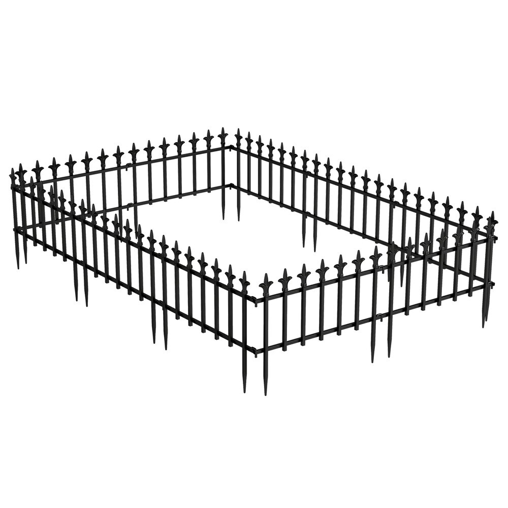 Dekorativt trädgårdsstaket i metall 10-pack - Svart / Rabattstaket / Dekorationsstaket