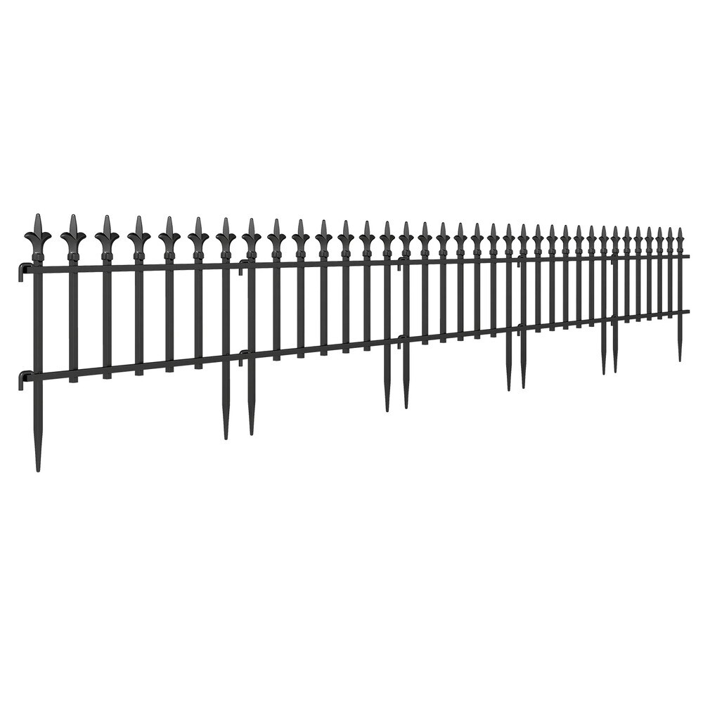 Dekorativt trädgårdsstaket i metall 5-pack - Svart / Rabattstaket / Dekorationsstaket
