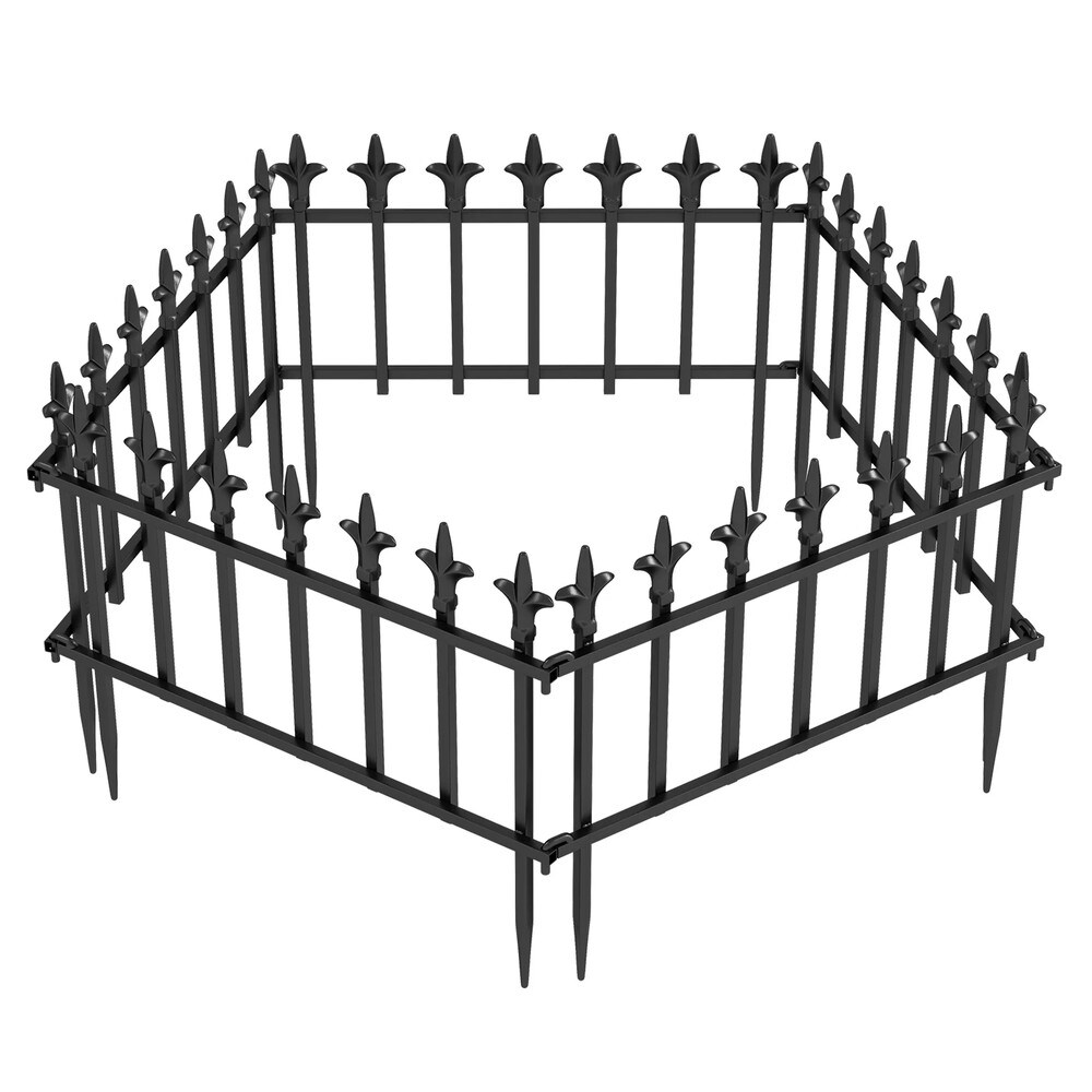 Dekorativt trädgårdsstaket i metall 5-pack - Svart / Rabattstaket / Dekorationsstaket