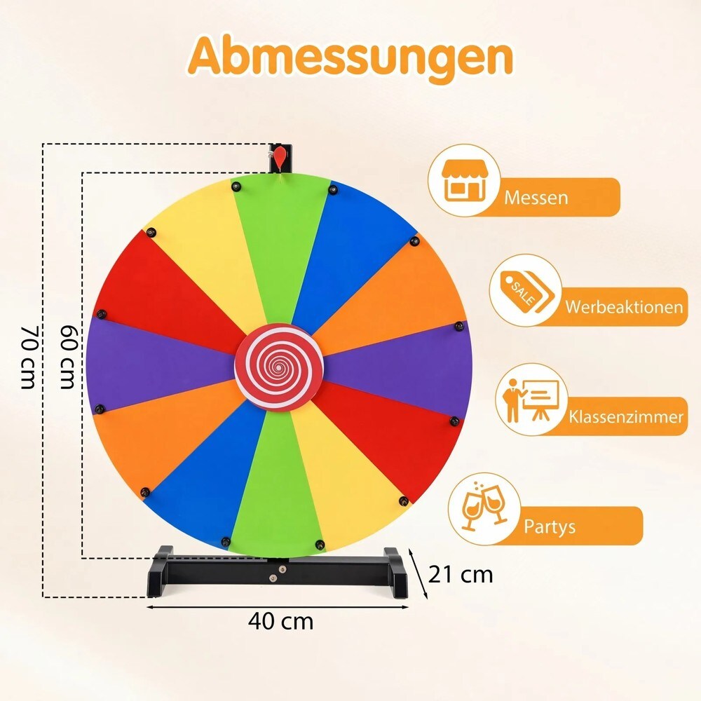 Lyckohjul för bordet 60cm med ställ / Prishjul med skrivfält / Snurrhjul för event
