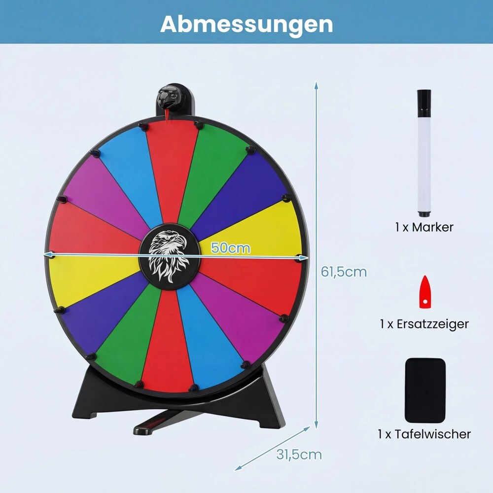 Lyckohjul 50cm med 14 skrivbara fält - Flerfärgad / Prishjul / Skrivbart snurrhjul