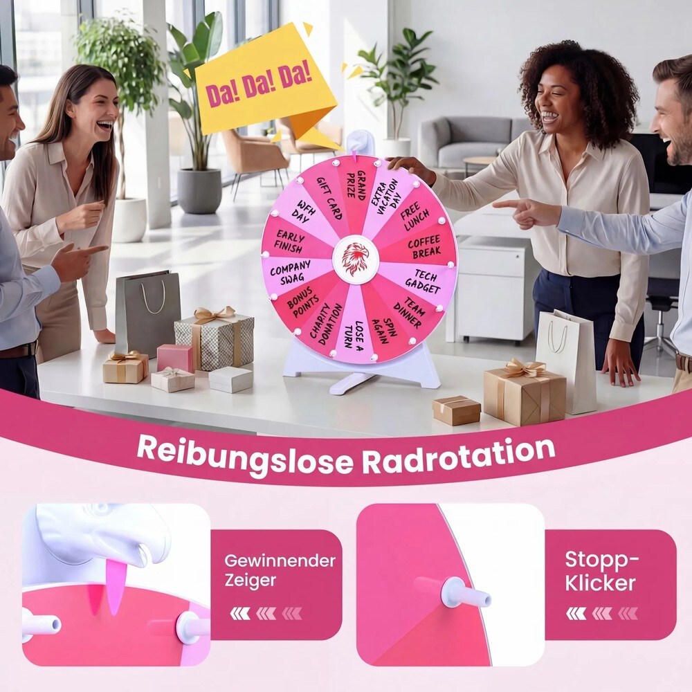 Lyckohjul 50cm med 14 skrivbara fält - Rosa / Prishjul för fest / Skrivbart snurrhjul