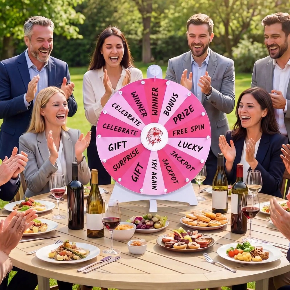 Lyckohjul 50cm med 14 skrivbara fält - Rosa / Prishjul för fest / Skrivbart snurrhjul