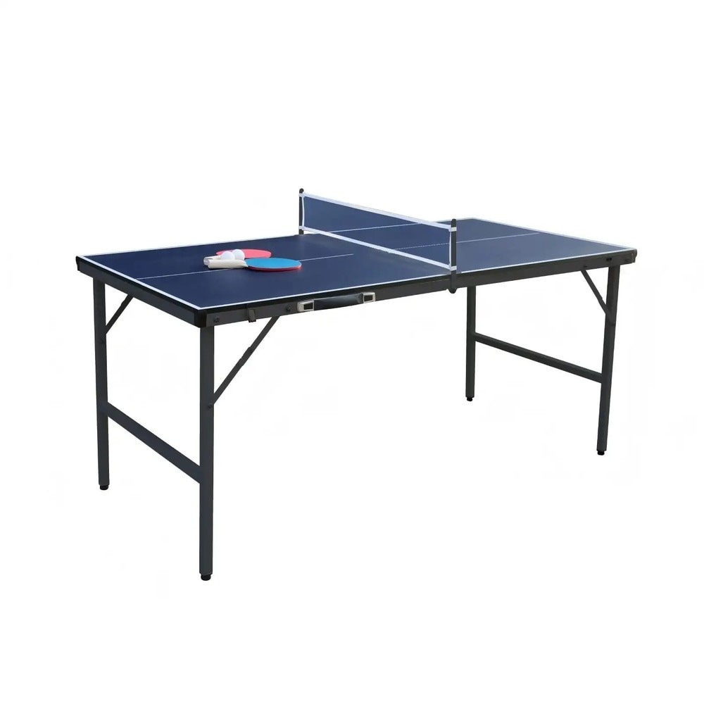 Sammenleggbart bordtennisbord med nett, 2 racketer og baller – Blå / Bordtennisbord / Minibordtennisbord