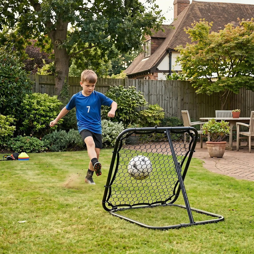 Fotbollsrebounder 85x85cm med 5 vinkellägen / Returvägg för fotboll / Träningsnät