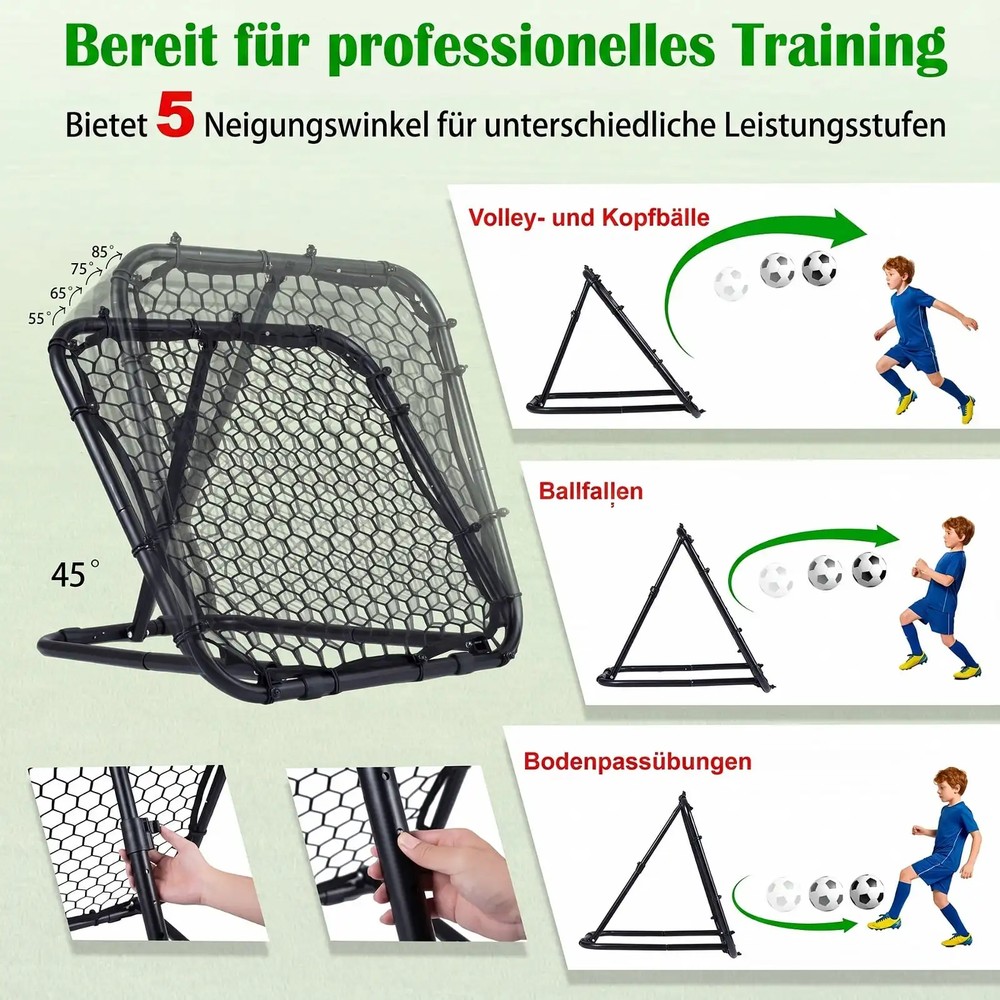 Fotbollsrebounder 85x85cm med 5 vinkellägen / Returvägg för fotboll / Träningsnät