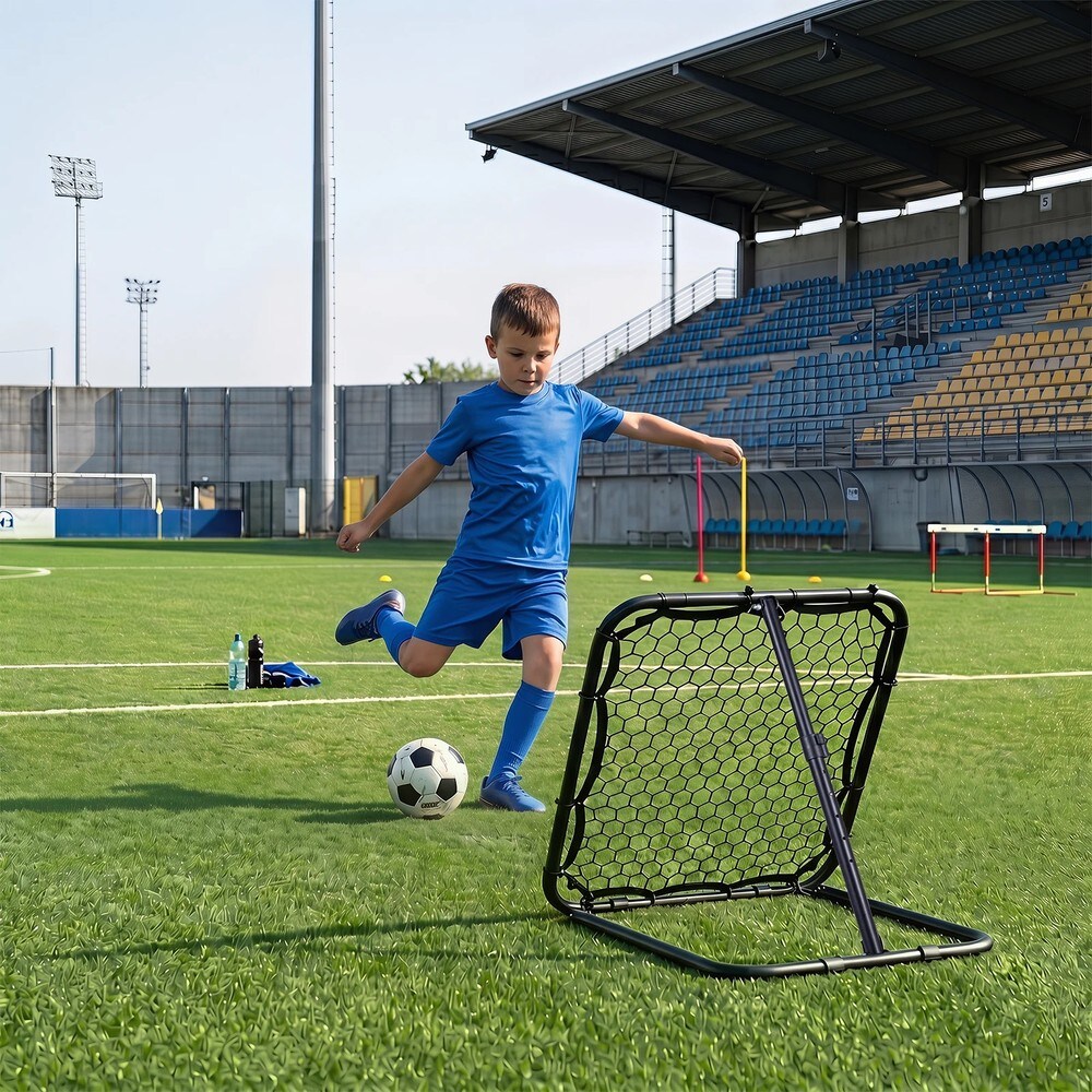 Fotbollsrebounder 85x85cm med 5 vinkellägen / Returvägg för fotboll / Träningsnät